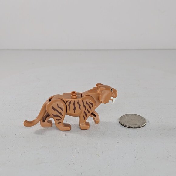 Lego Sabertooth Tiger Animal Minifigure Brown With Striped Details & Fangs - Picture 6 of 6